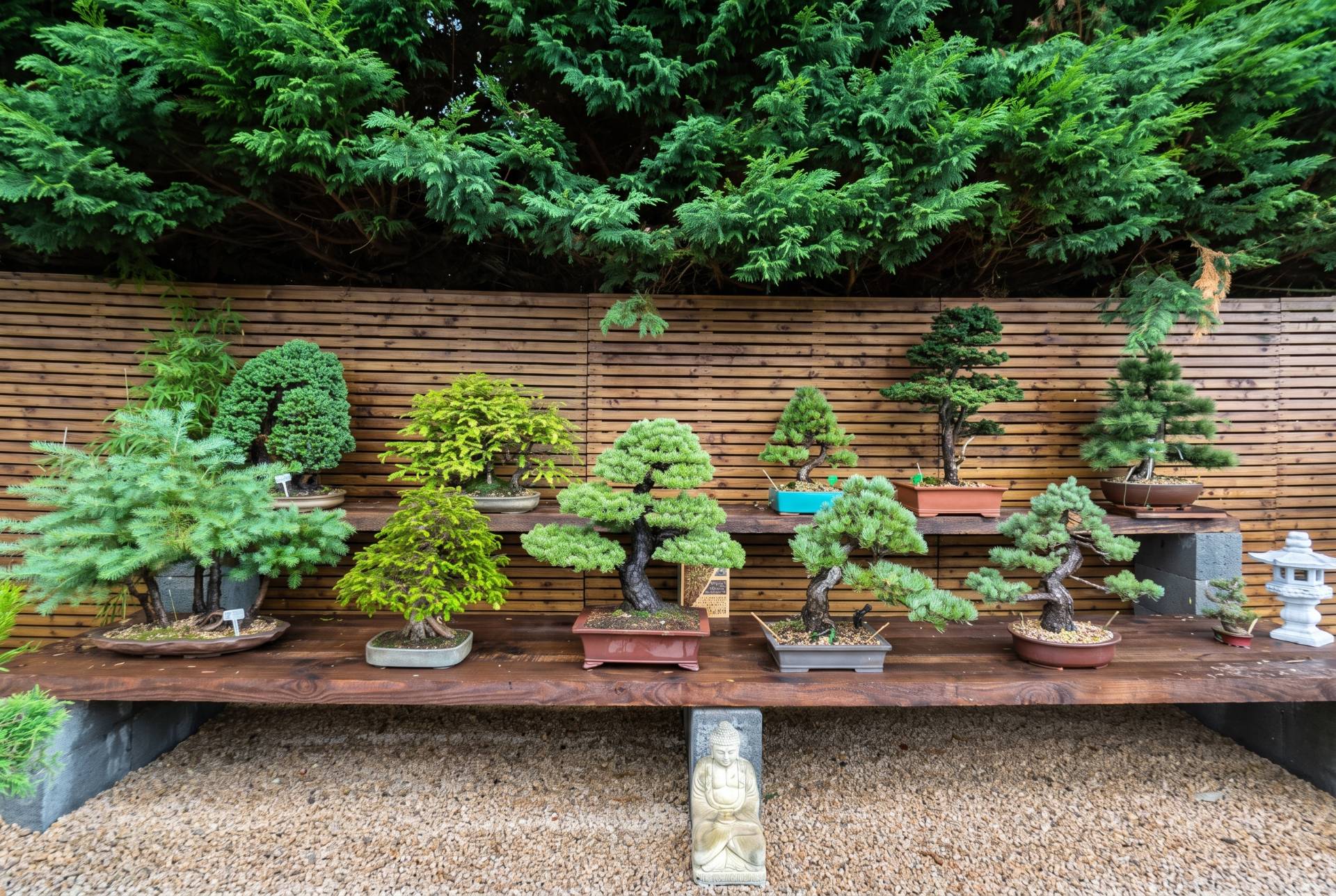 The bonsai benches at Bamsai seen from the front